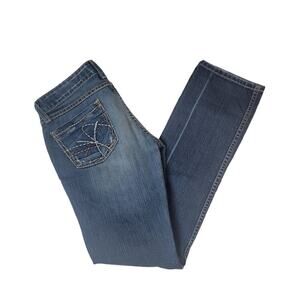 450 BKE Madison Skinny Stretch Jeans Sz‎ 27 Womens Blue Y2k Fringe Whiskers